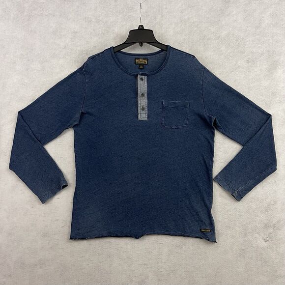 True Religion Henley Shirt Mens XL Blue Long Sleeve Pocket Long Sleeve - Picture 6 of 13